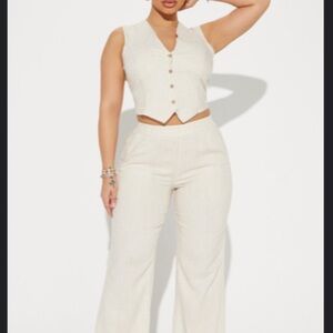 Women's Cream Pants & Jumpsuit Set